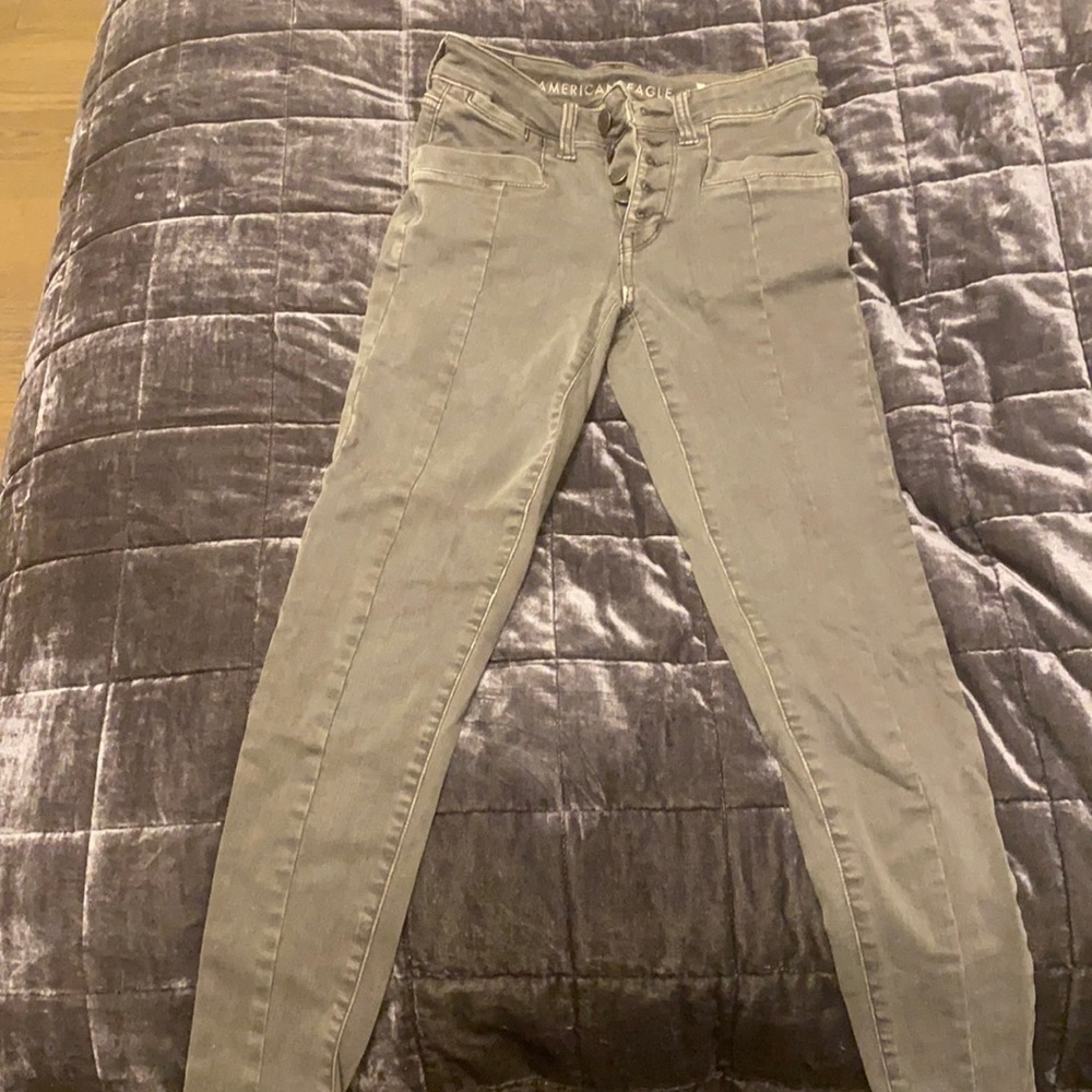 American Eagle high rise grey jeans